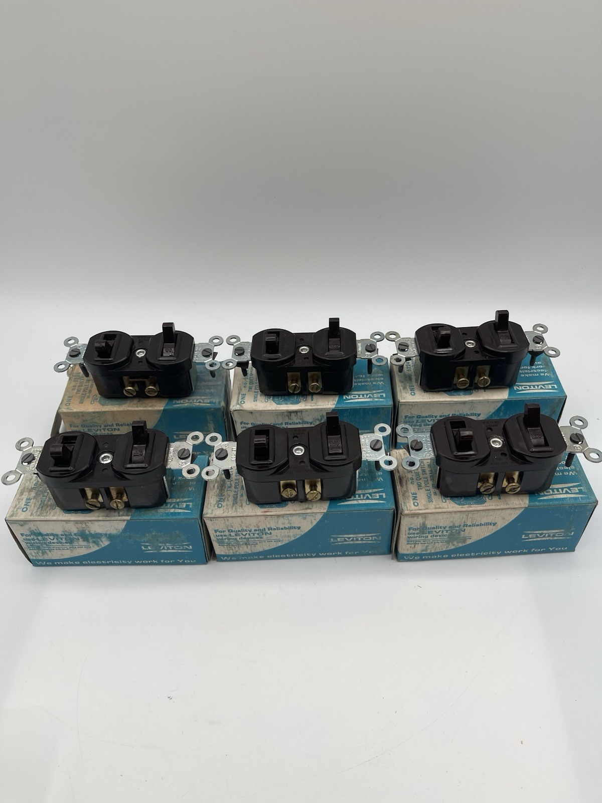 Leviton 5224 Two Single Pole Switch 15A 120-277V Brown Lot of 6 New Old Stock