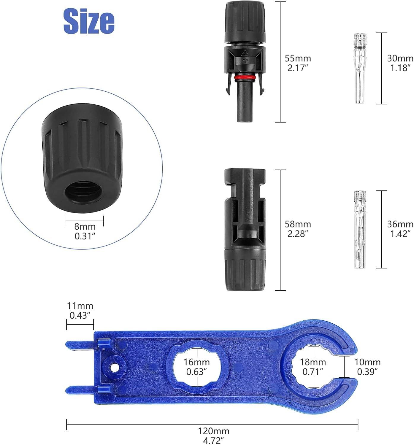 10/20/50/100 Pairs Male Female Solar Cable Connectors For DIY Solar Panel US