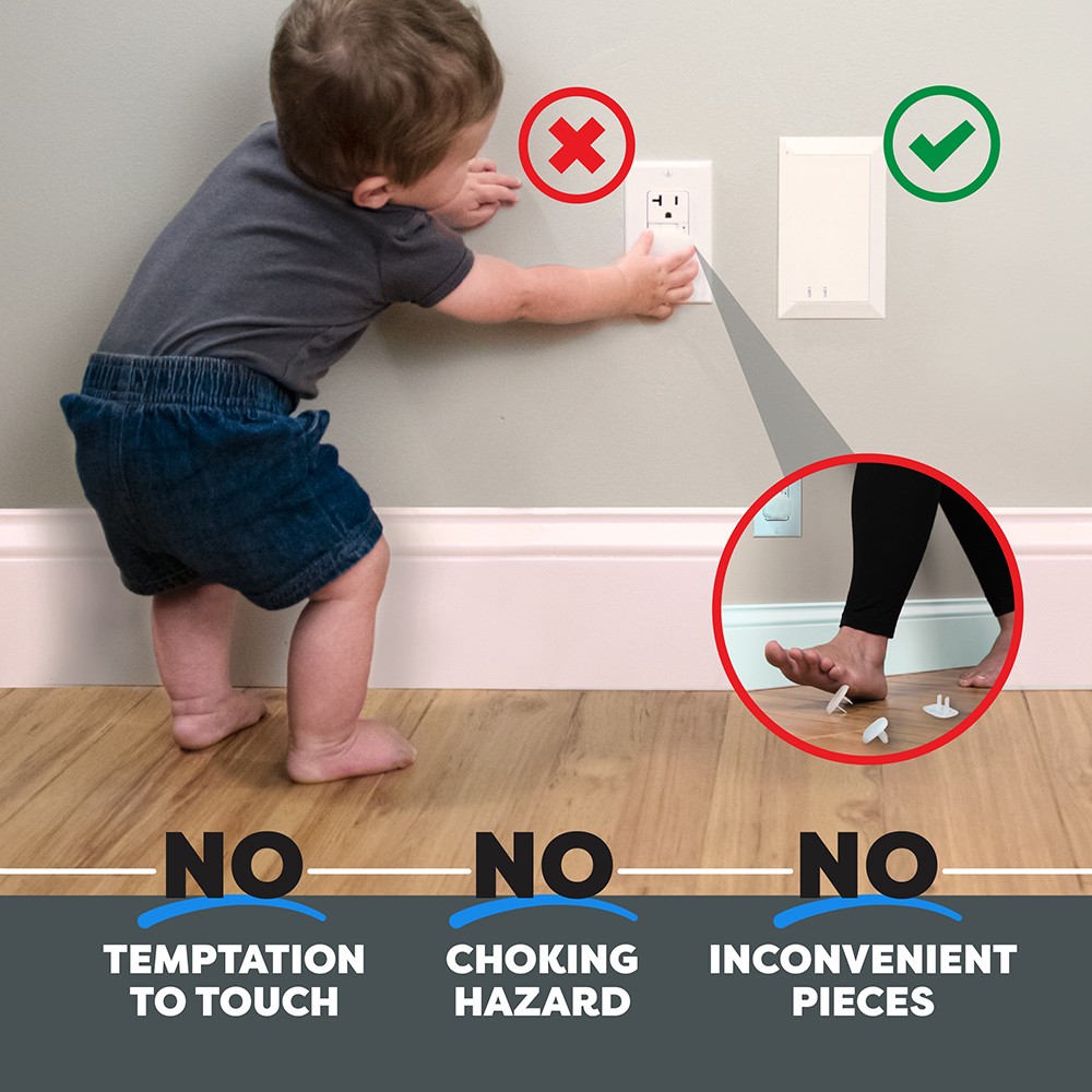 Child Resistant GFCI Outlet Cover White Sliding Lock Design 2 Pack