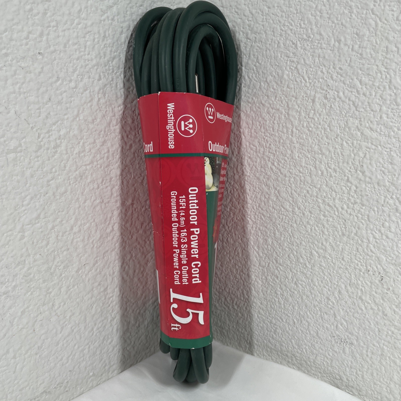 Westinghouse Grounded Outdoor Power Cord Green 15′ Medium Duty All Weather BNIP