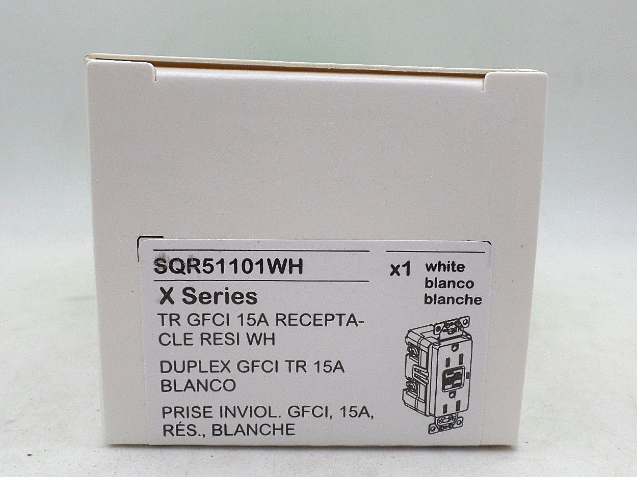 SQUARE D SQR51101WH X SERIES 15A 125V TAMPER-R GFCI DUPLEX DECORATOR MATTE WHITE