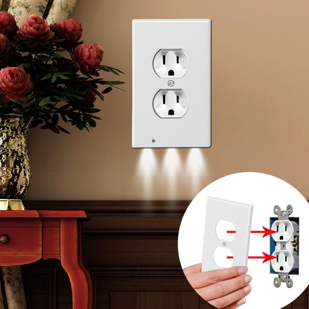 5 PCS / 10PCS Outlet Night Light with Built-In LED Light White / Black Duplex