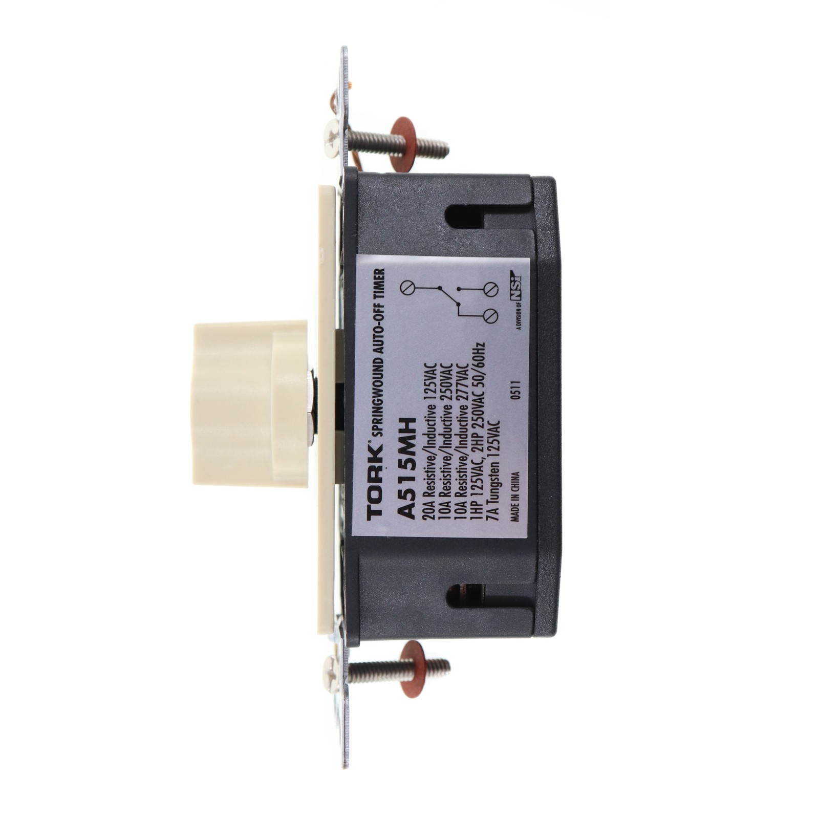 TORK A515MH AUTO-OFF IN-WALL TIMER SWITCH WITH HOLD, 15 MINUTE, IVORY