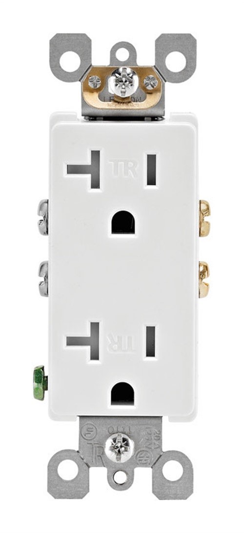 Leviton Decora 20 amps 125 V Duplex White Outlet 5-20R 1 pk (Pack of 10)