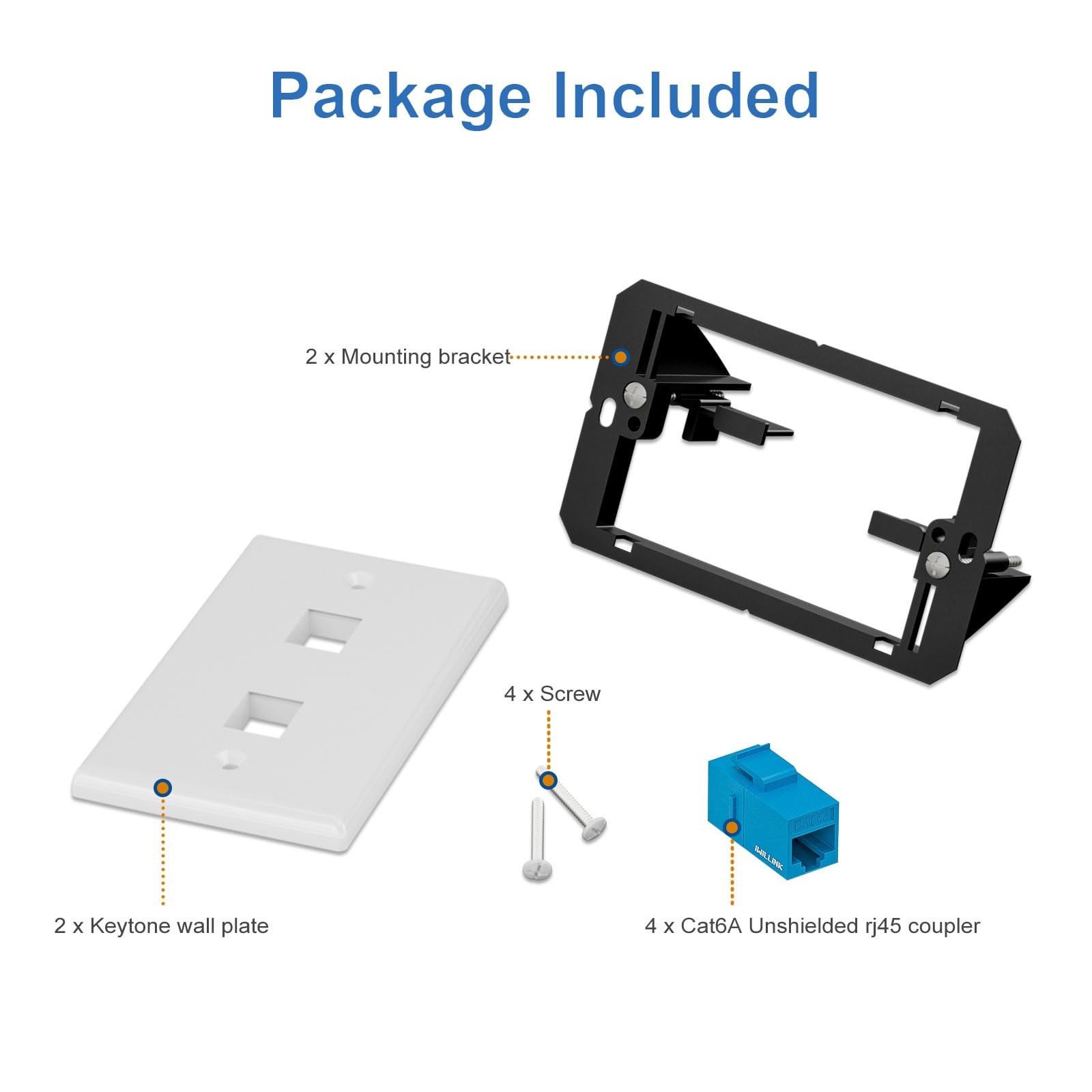 10Gbps Ethernet Wall Plate CAT6A 2Port Keystone Jack Outlet RJ45 Bracket