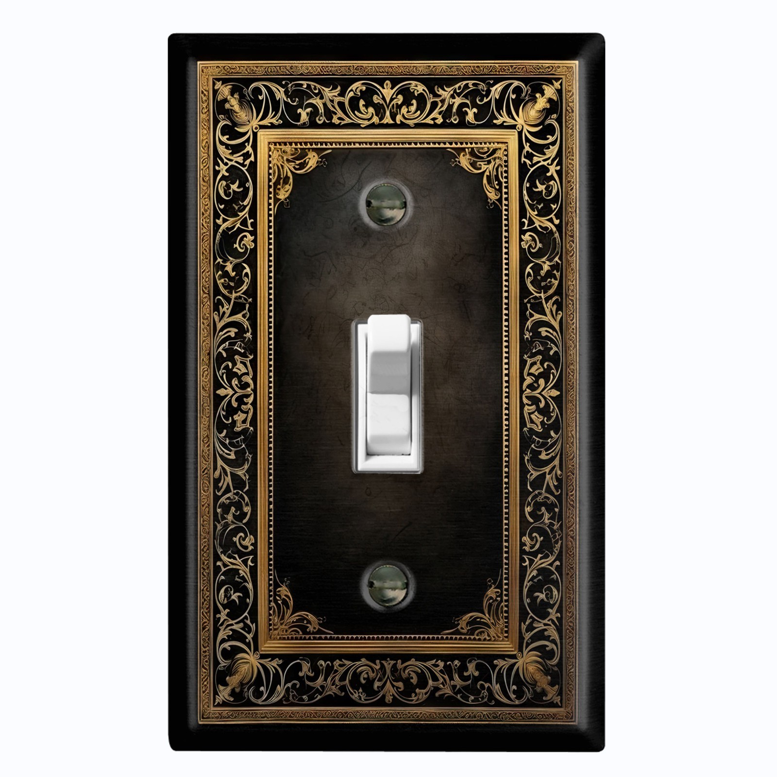 Metal Light Switch Outlet Cover Wall Plate Yellow Black Floral Frame FME128
