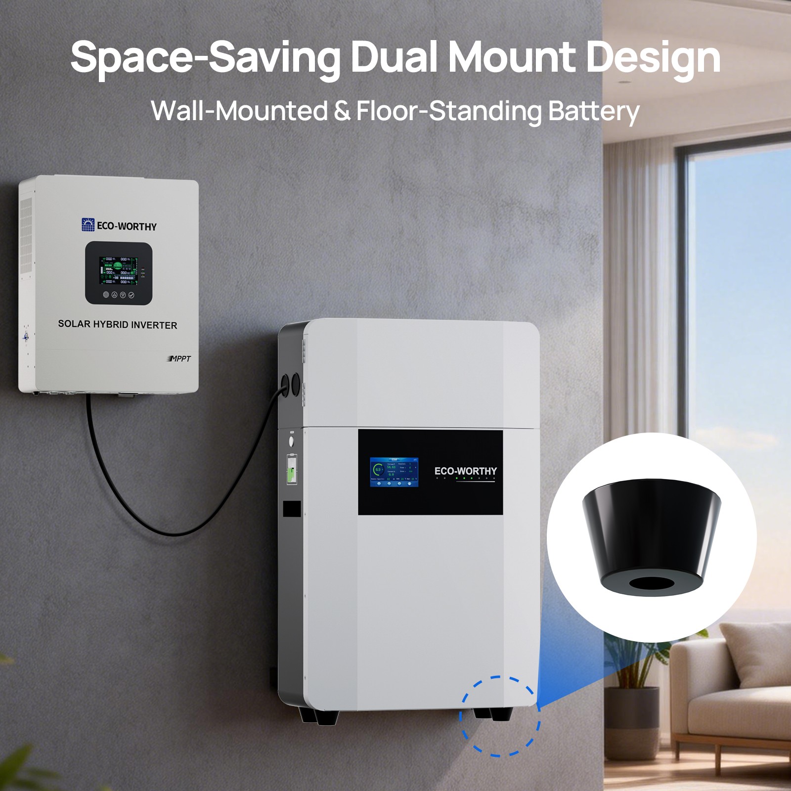 ECO-WORTHY 48V 100Ah Wall-Mount Indoor LiFePO4 Lithium Battery with Conduit Box