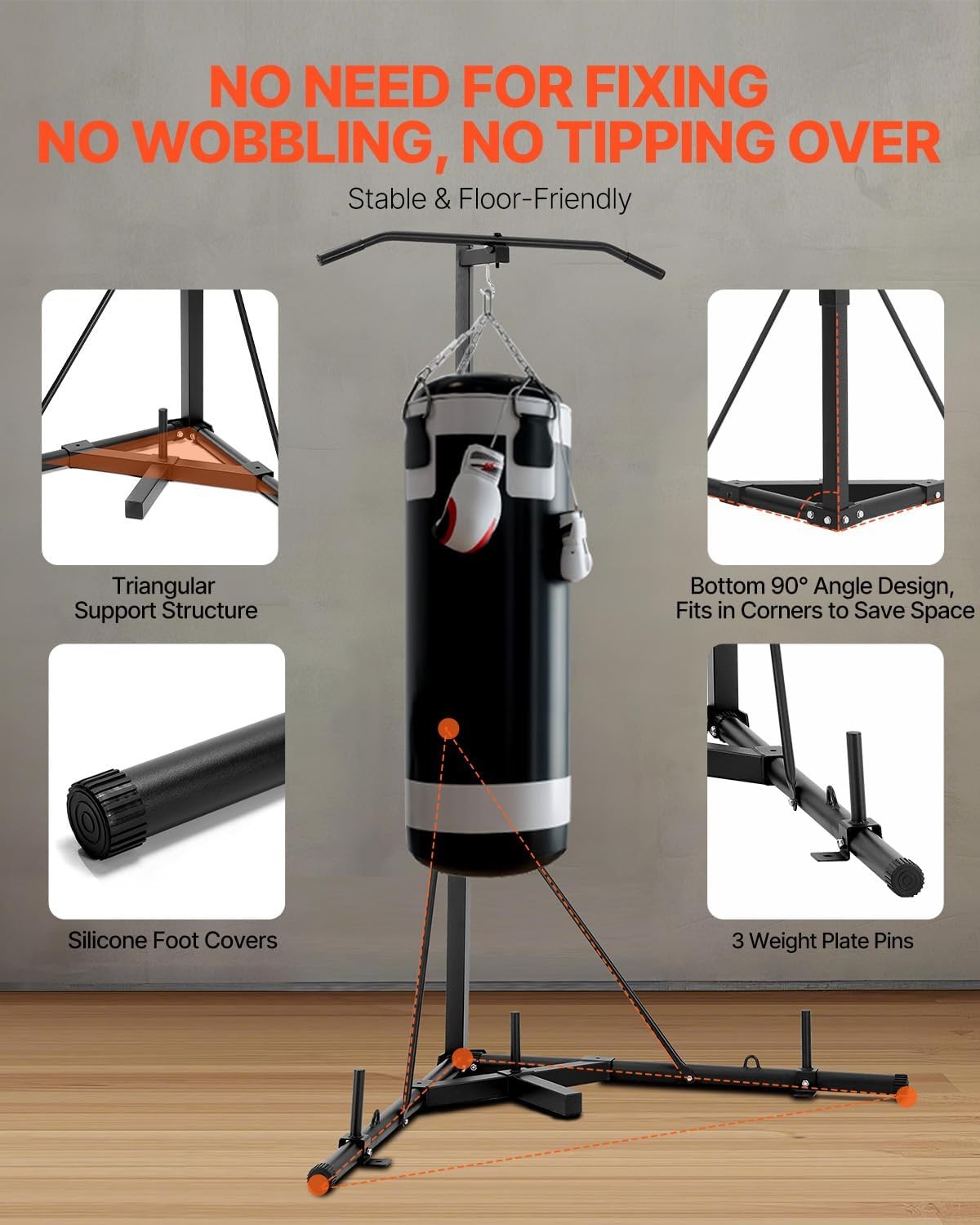 VEVOR Punching Bag Stand, Steel Heavy Duty Workout Training Equipment,…