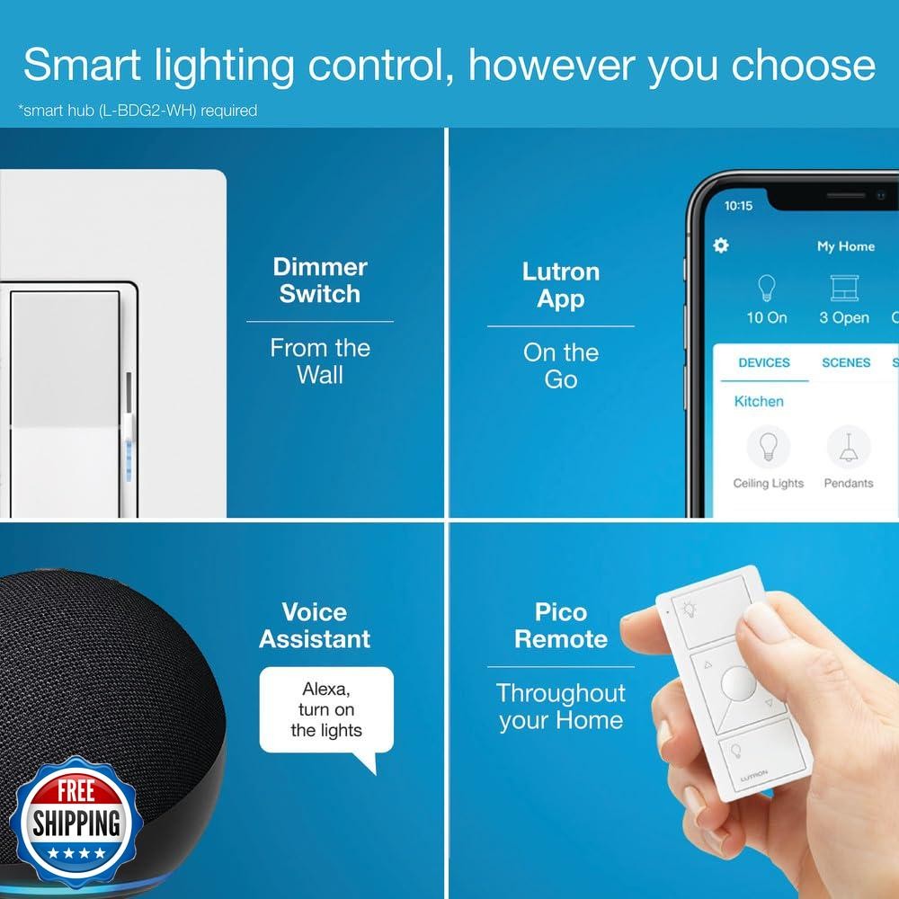 Lutron Diva Smart Dimmer Light Switch for Caseta Lighting (Lutron