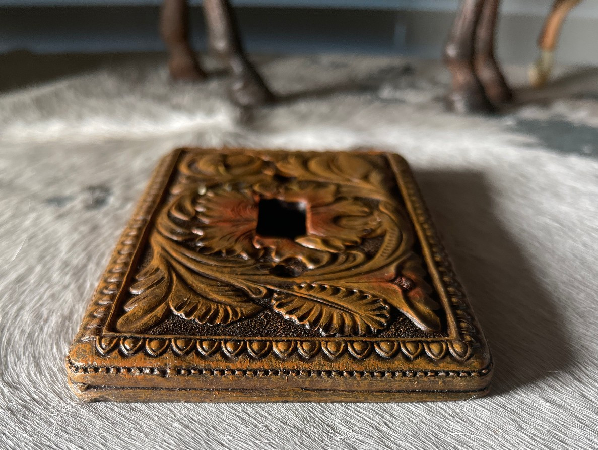Western Light Switch Plate Cover 5.25 x 3.5 in Leaves Resin Brown Single