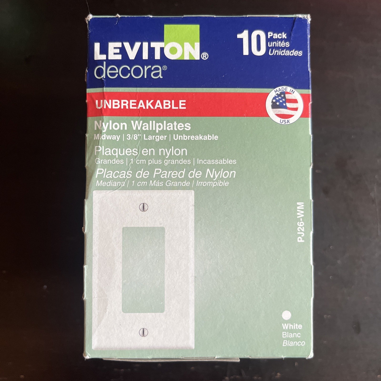 Leviton Decora Unbreakable Nylon Wallplate 10-Pack