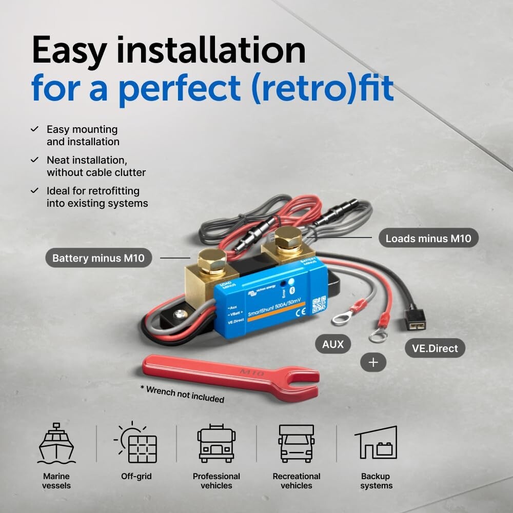 Victron SmartShunt 500A Battery Monitor IP65 VE.Direct Bluetooth 5 Marine