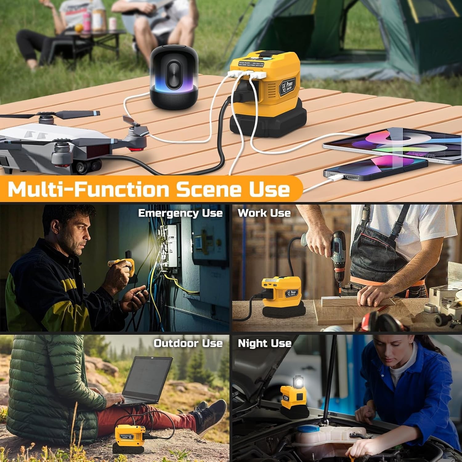 220W Power Inverter Compatible 20V Battery Portable Power Station Generator
