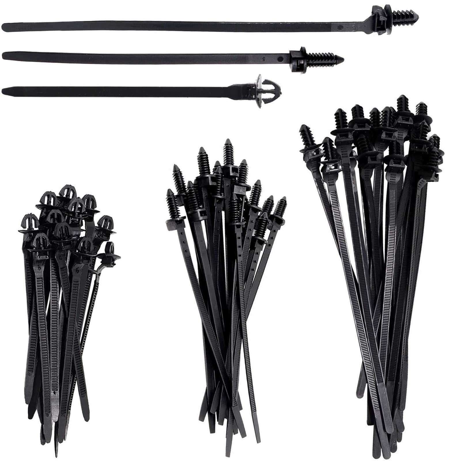 BENLIUDH Push Mount Wire Ties, Snap in Zip Tie Automotive Clips 60 Pcs, Black
