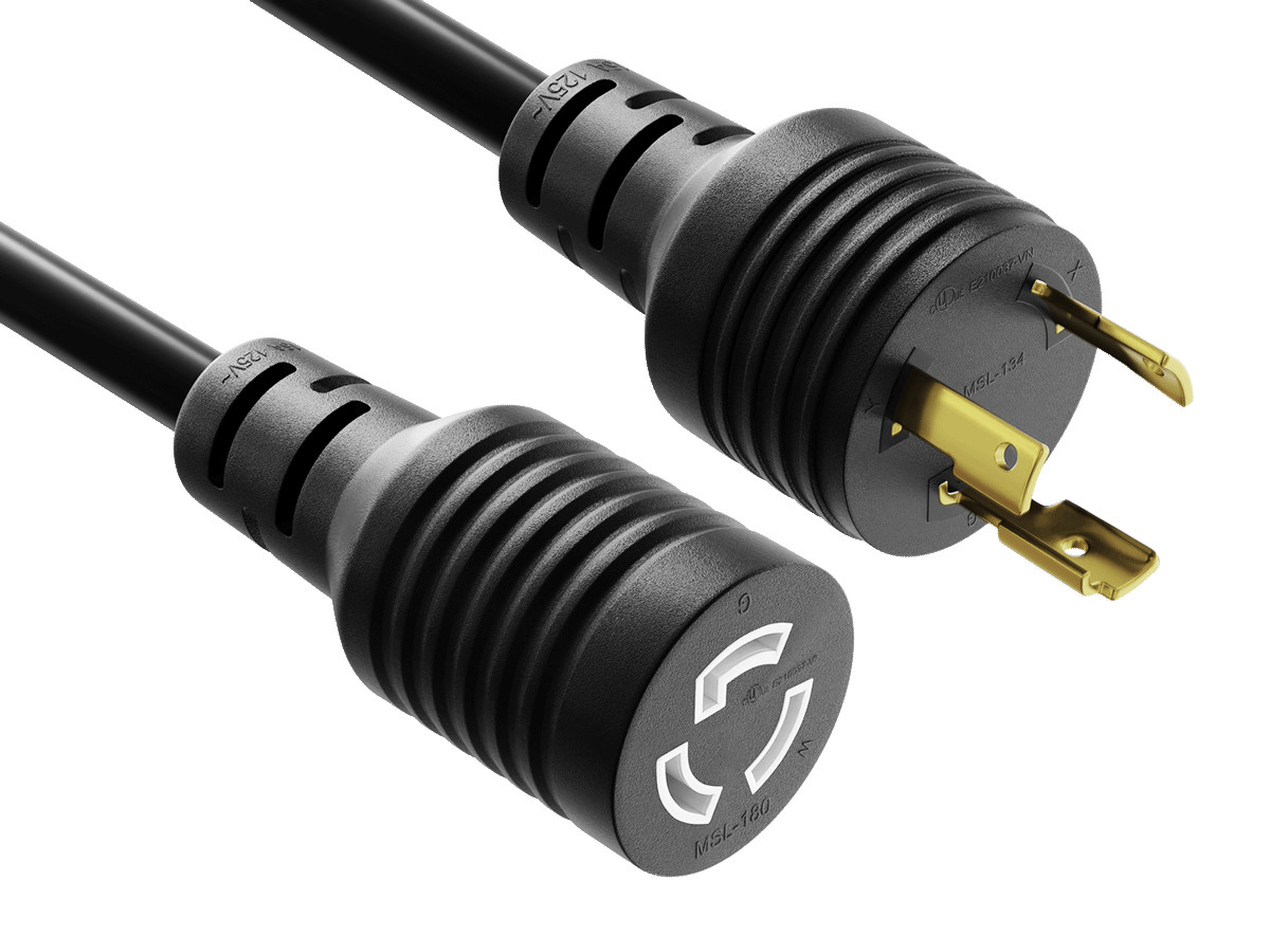 6ft NEMA L5-15P to L5-15R Locking Power Extension Cord 14AWG 15A/125V SJT, Black