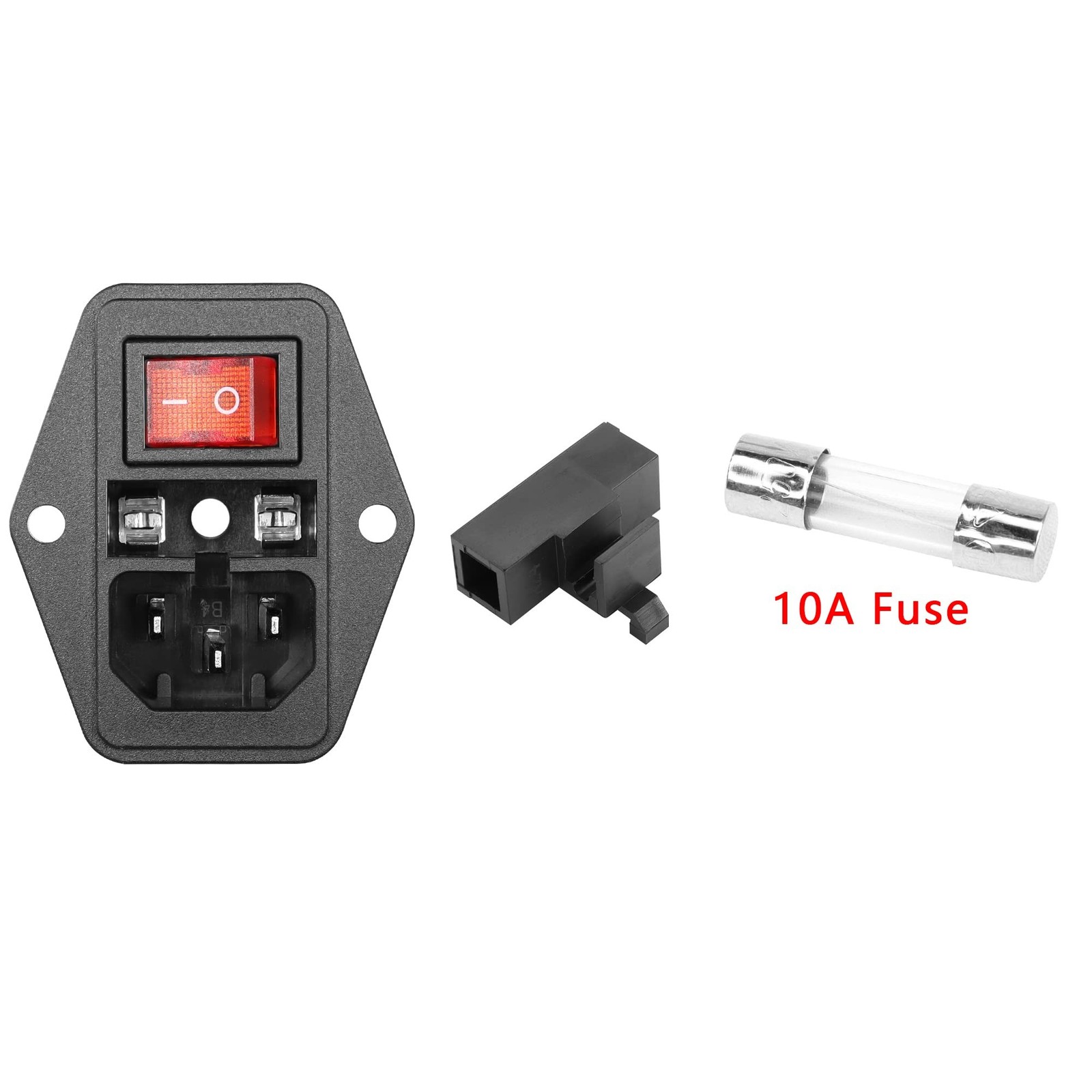 6A 250V Rocker Switch Power Socket Inlet Module Plug 10A Fuse with Indicator …