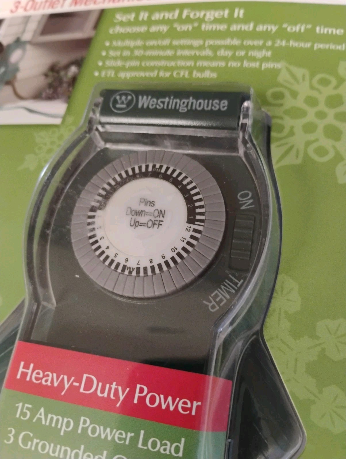 Timer Mechanical Westinghouse 3 Outlet Heavy Duty Power 15 Amp Power Outlet S