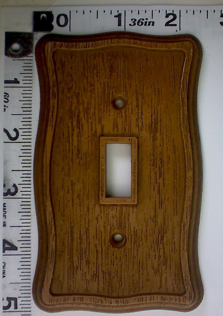 Wood Grain Plastic Single Toggle Switch Cover Plate + Replacement Screws