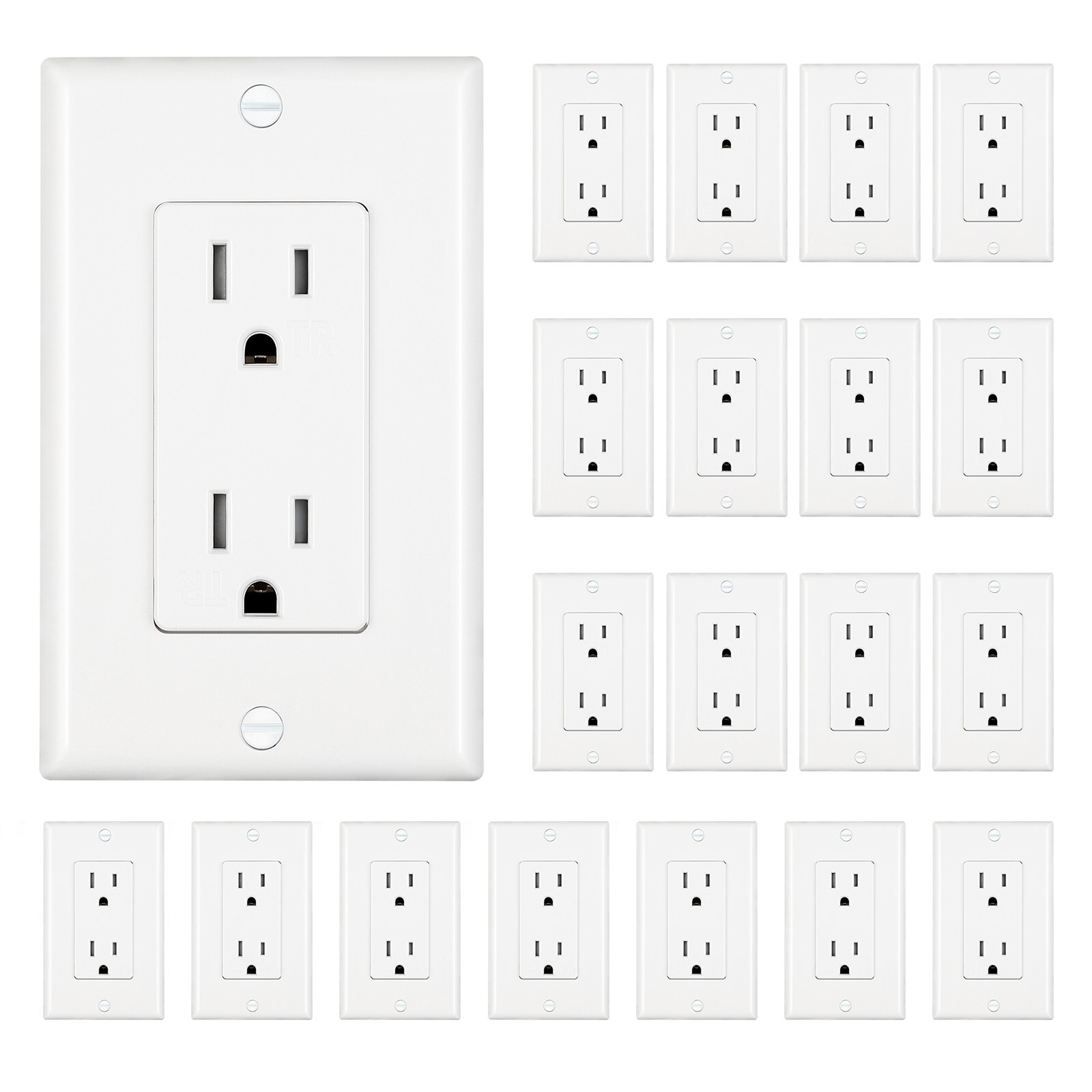 DEWENWILS 20-Pack Outlet Socket, Decora Standard Receptacle, 15 Amp 125 Volt