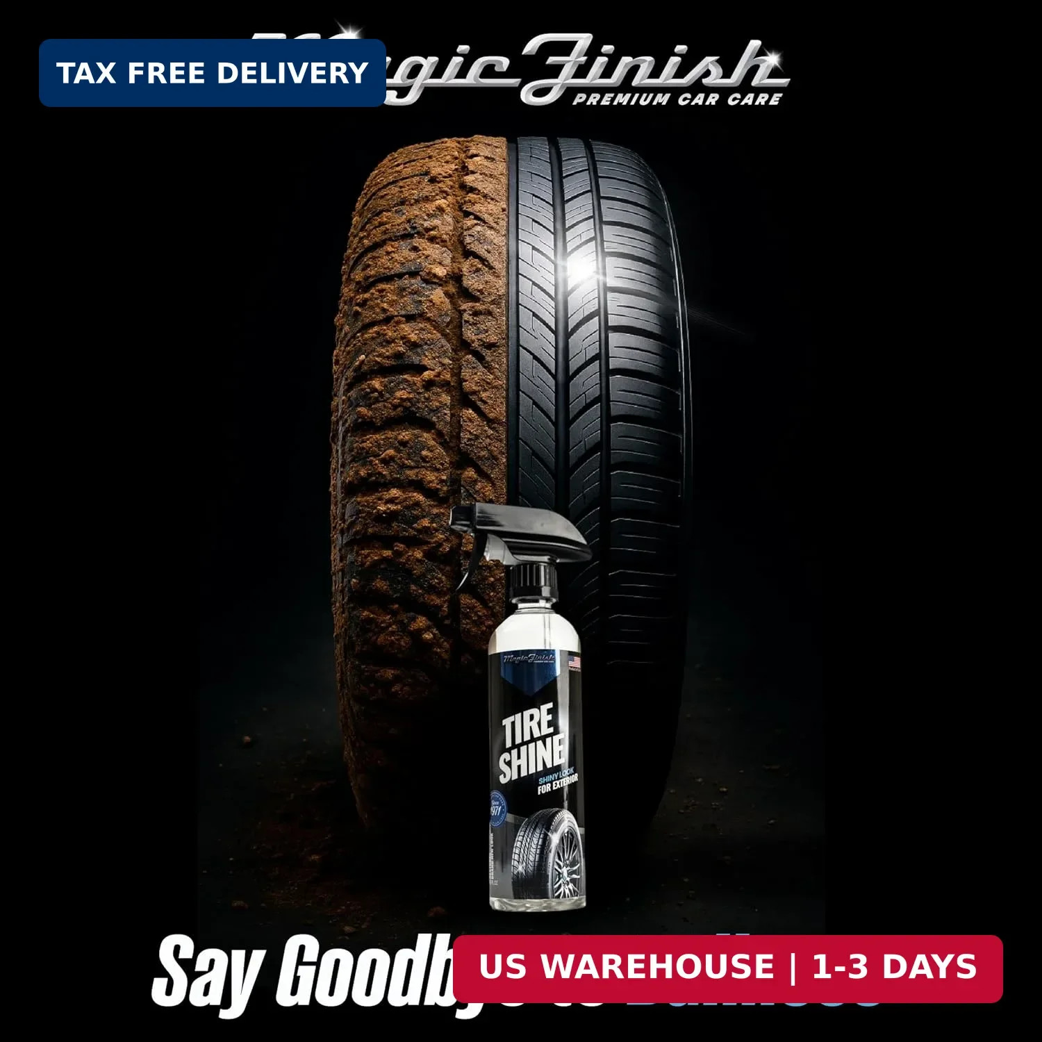 Magic Finish Tire Shine (16 fl oz) – Silicone-Based Tire Dressing for Long-Lasti
