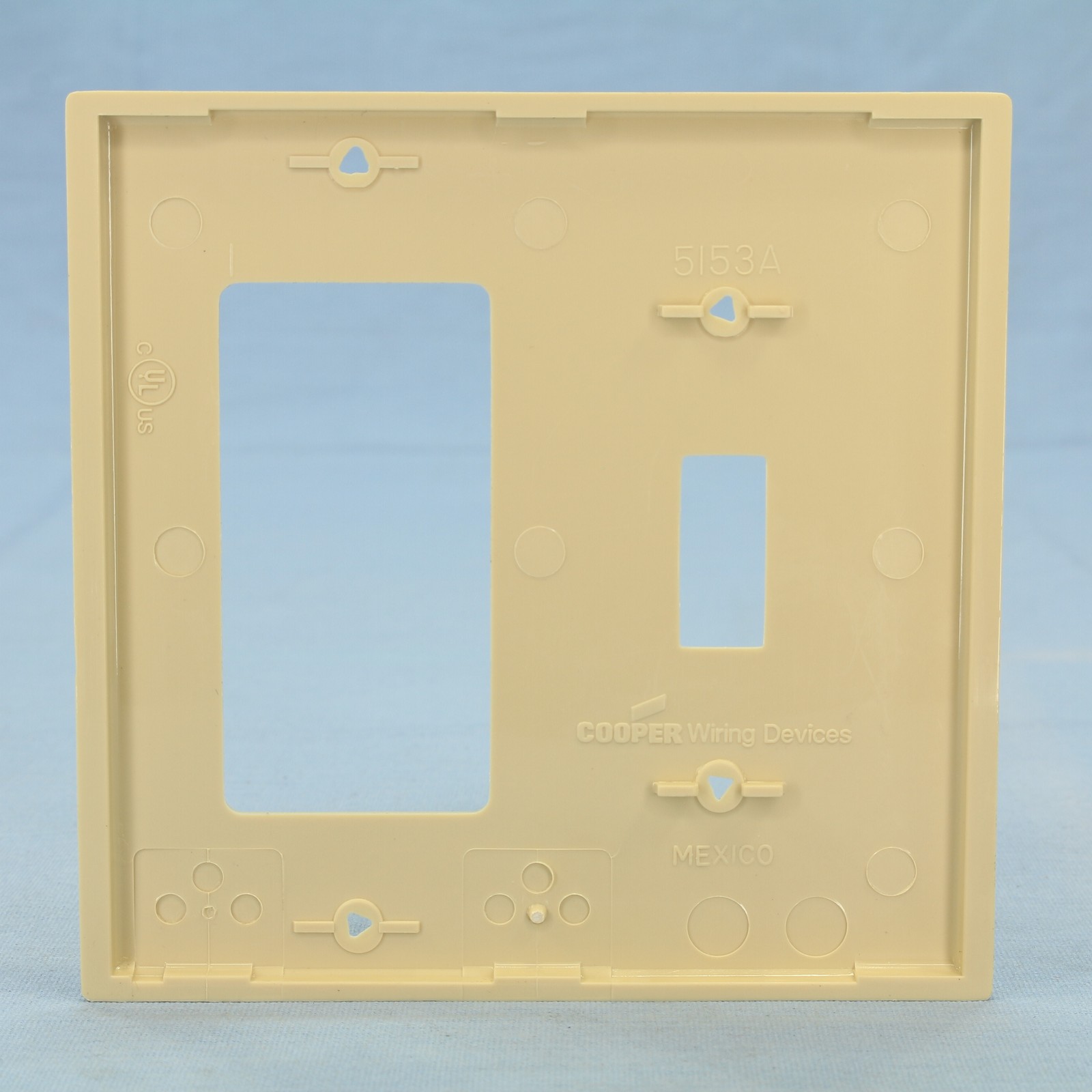 Cooper 5153V Ivory Toggle Switch 2-Gang Decorator GFCI Unbreakable Wallplate GFI