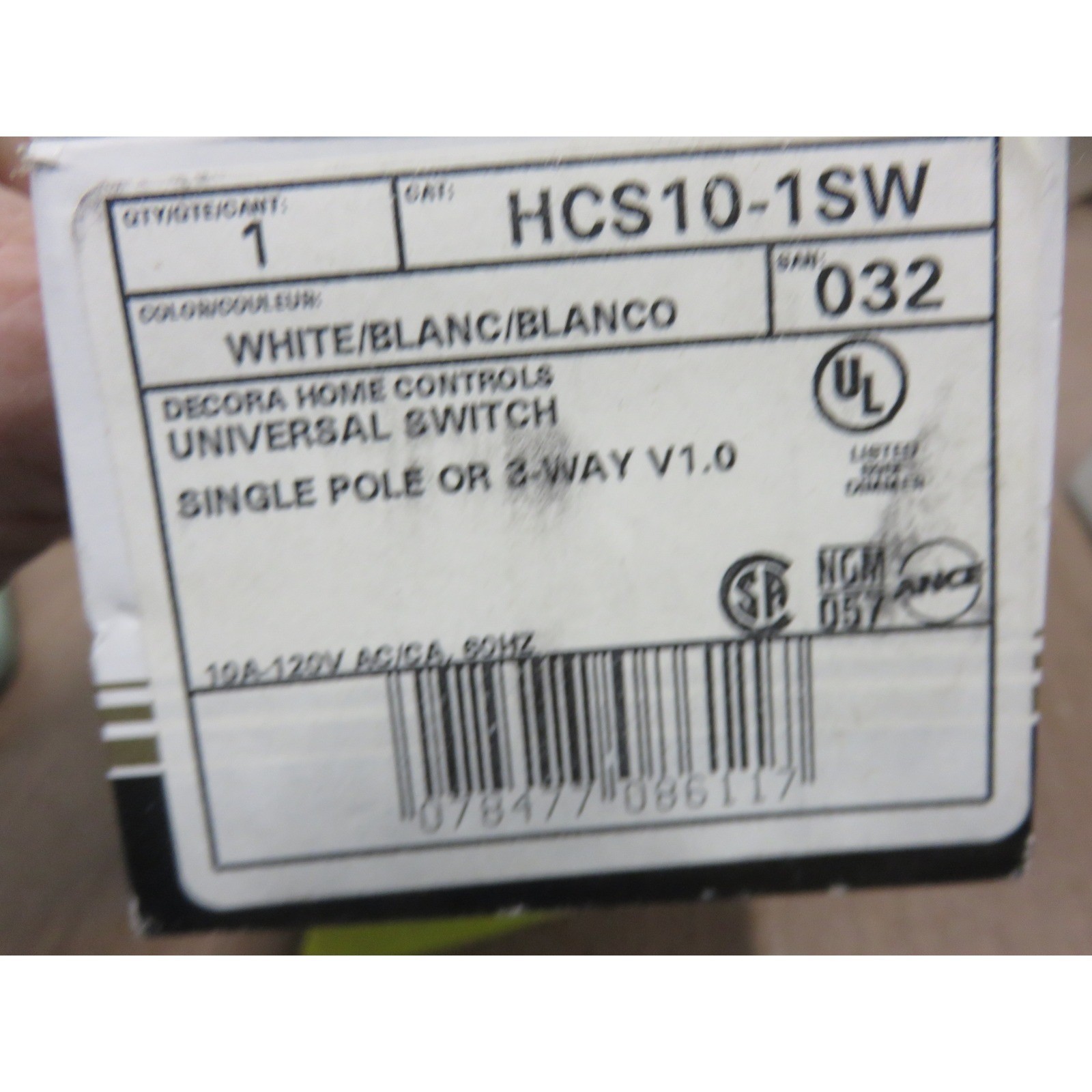 Leviton HCS10-1SW Decora Home Controls DHC Universal Switch White X10 NOS