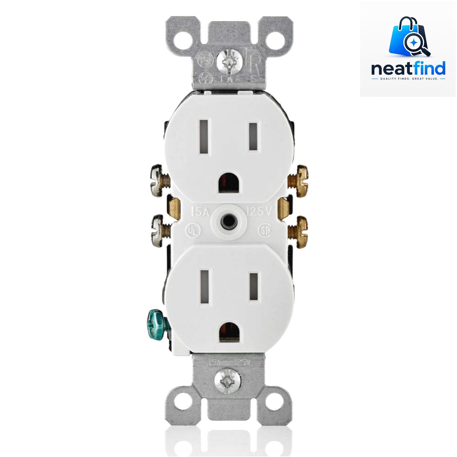 15 Amp 125 Volt Tamper Resistant Duplex Receptacle, 10 Pack, , White