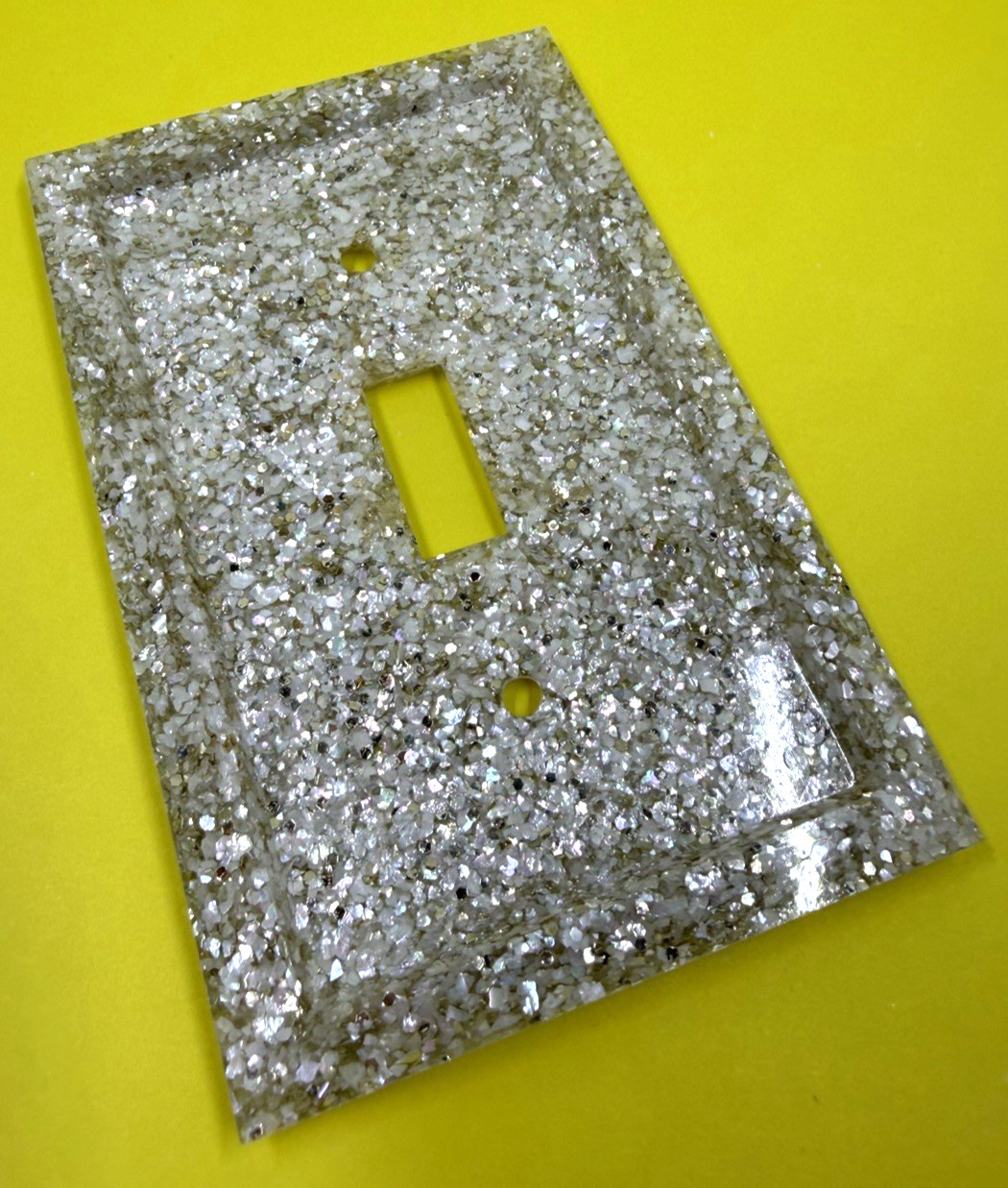 Vintage MCM Lucite Mother Pearl Silver Glitter 4 Light Switch Plate Wall Covers