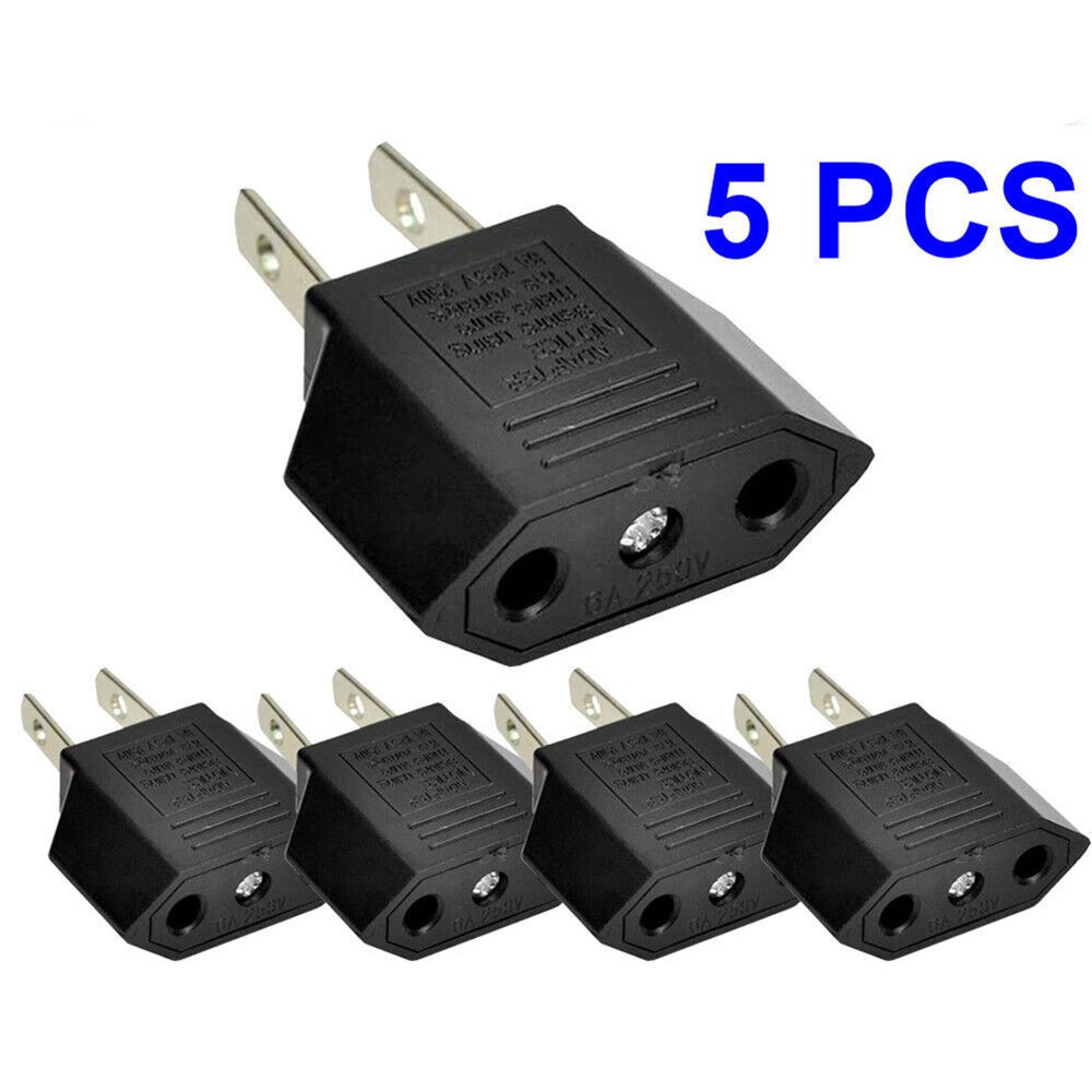 5 PCS New EU Euro Europe to US USA Power Jack Wall Plug Converter Travel Adapter