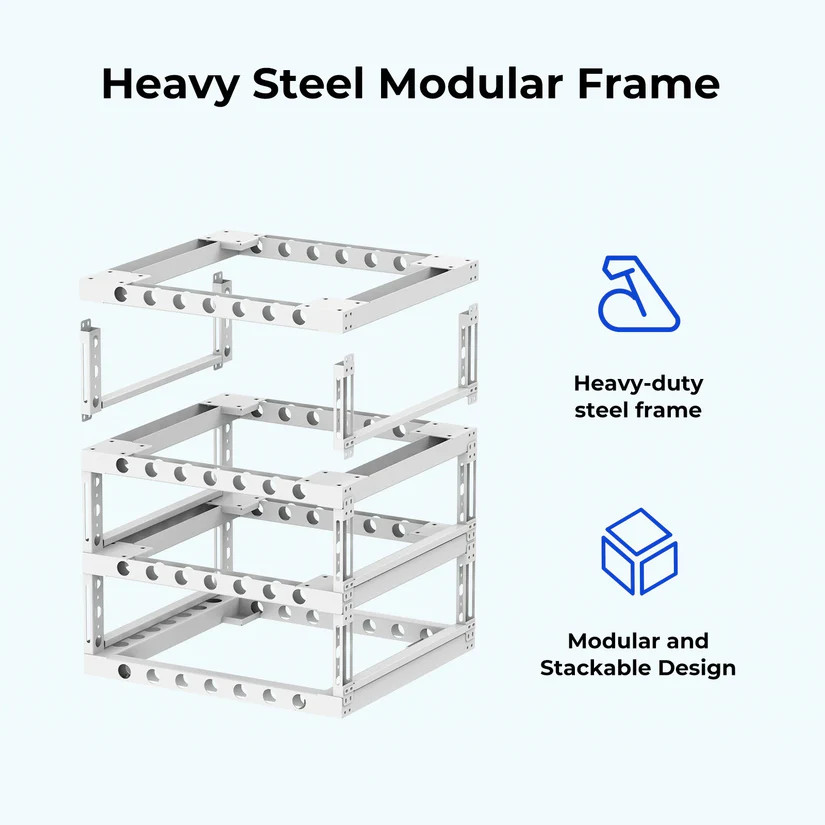 WattCycle Seismic Stackable 2-Tier Rack Cabinet for 48V Server Rack Batteries