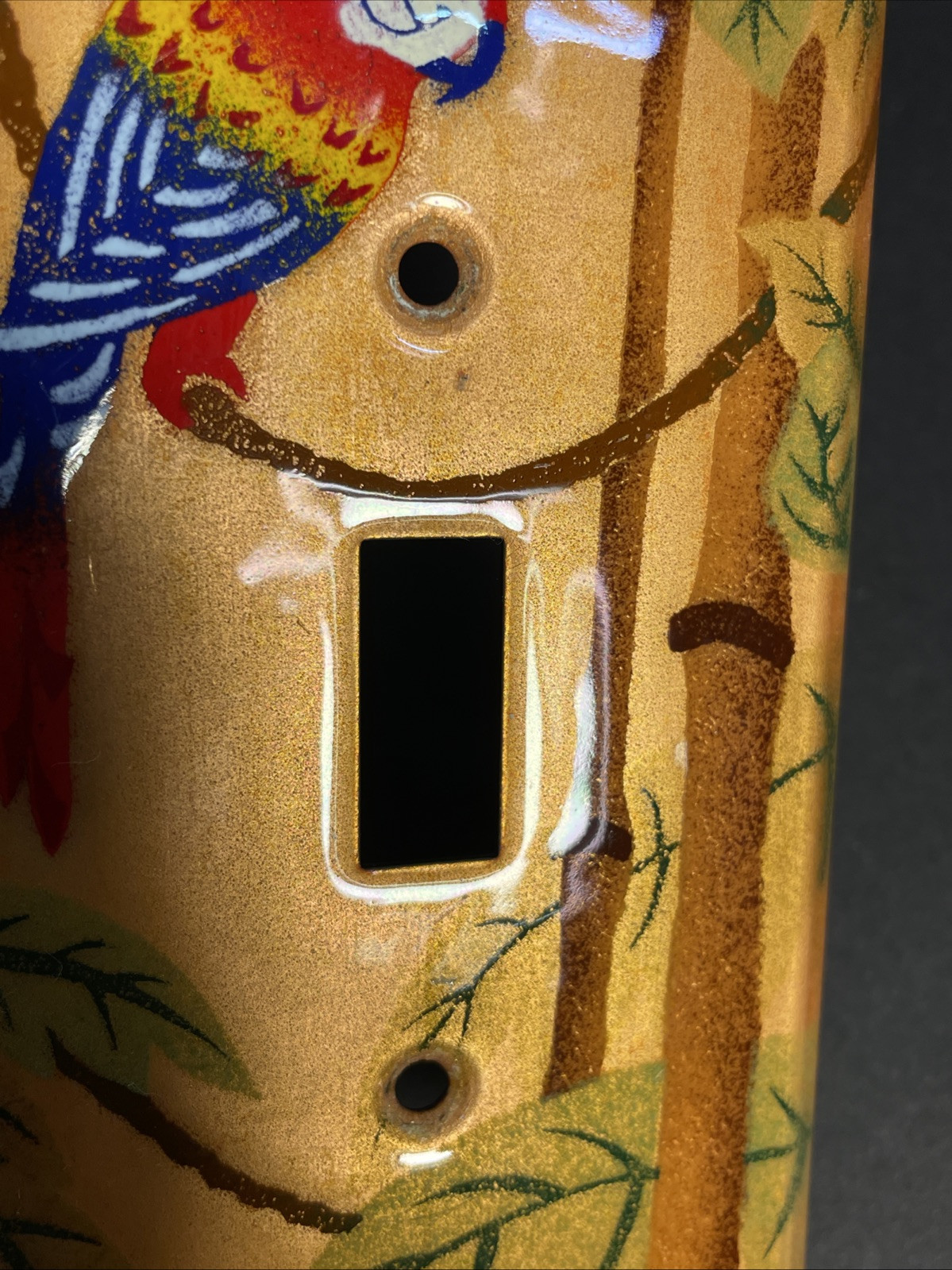 Parrot Bird Tropical Light Switch Plate Cover Limoges Limiteds Hand Painted CA