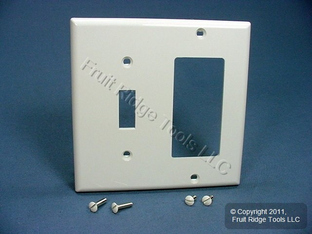 Leviton 80707-W White 2-Gang Toggle Decora GFI Unbreakable Nylon Wallplate Cover