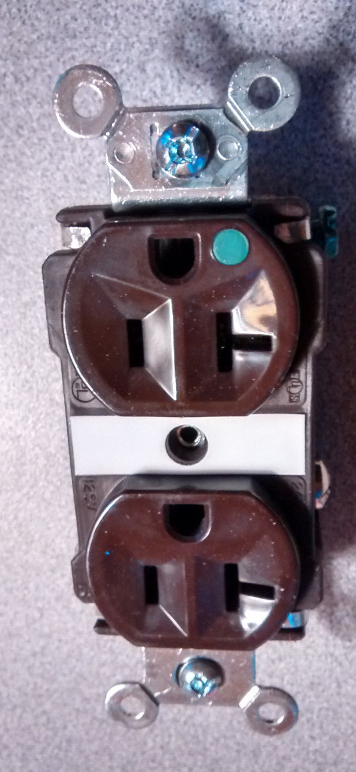 Pass Seymour Legrand Heavy-Duty Hospital Grade Receptacle Brown Back & Side wire