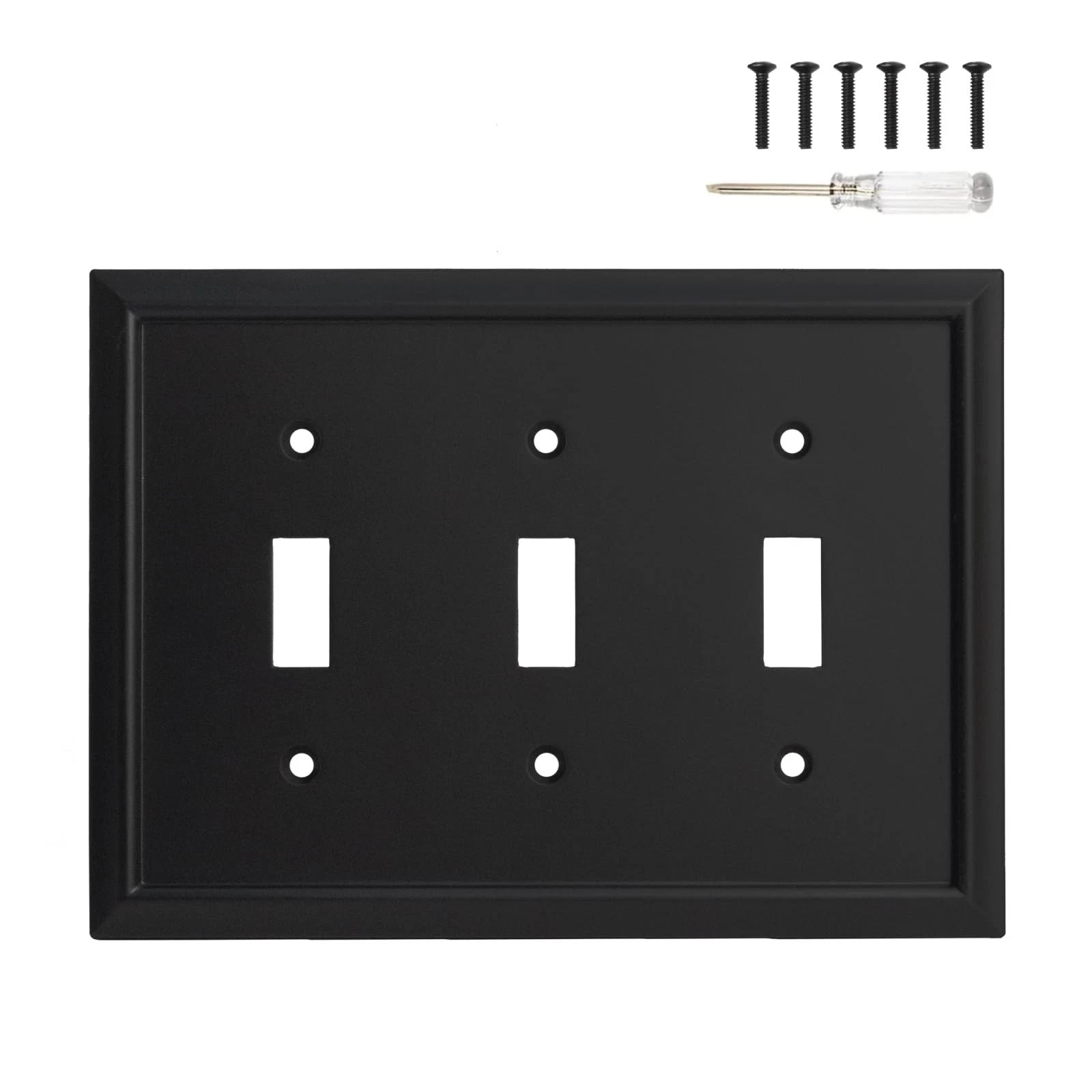 Wall Plate, Duplex Outlet Covers, Matte Black Light Switch Cover – Natural Ba…