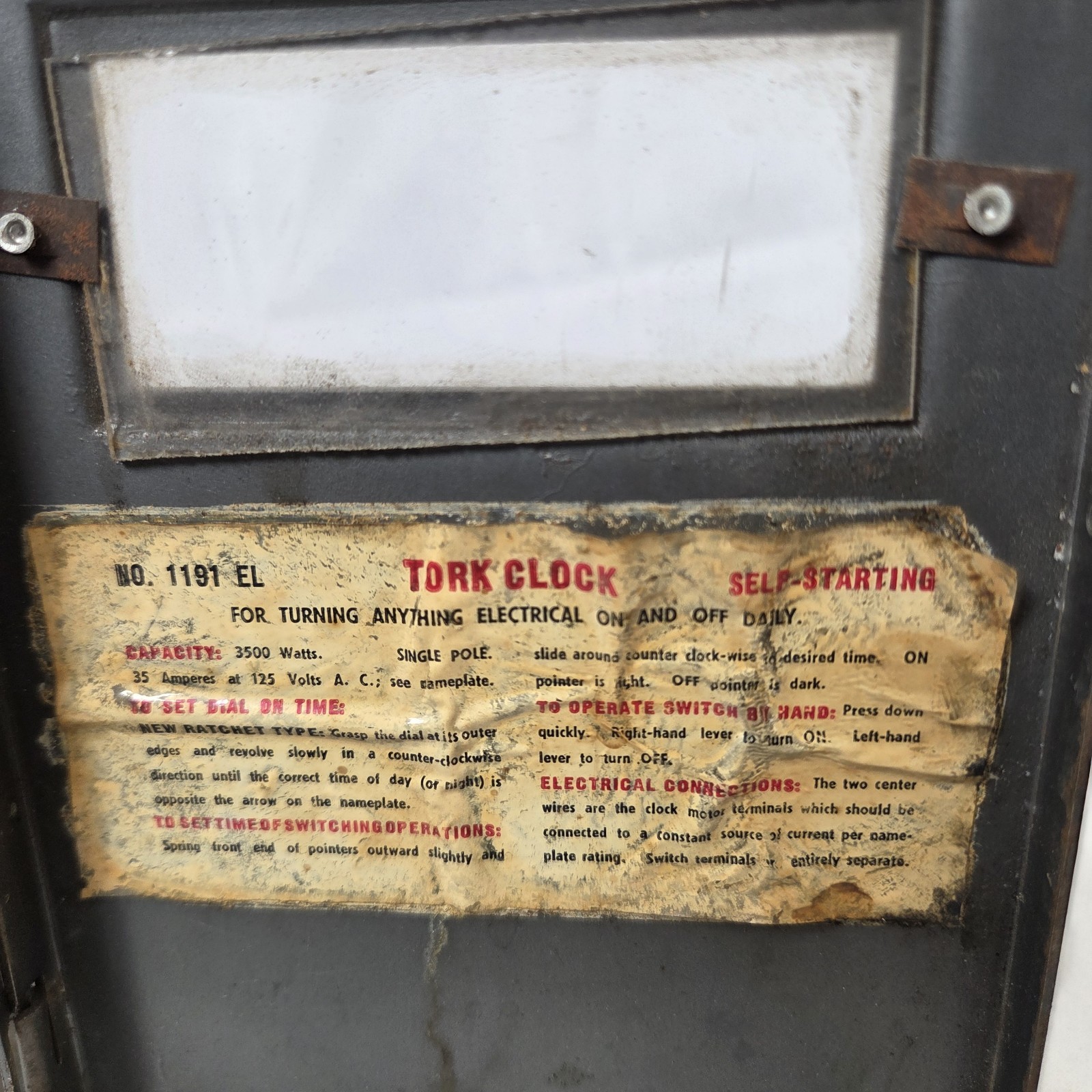 Vintage TORK 1191 EL Mechanical Industrial Timer Switch USA Metal Case Decor Art