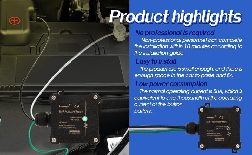 Vehicle EMP Protection 24V DC for Car and Truck from Lightning, Solar Flare, and