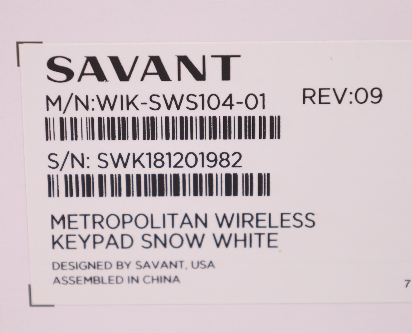 (Lot of 24) Savant Metropolitan Wireless Keypad Dimmer Snow White WIK-SWS104-01