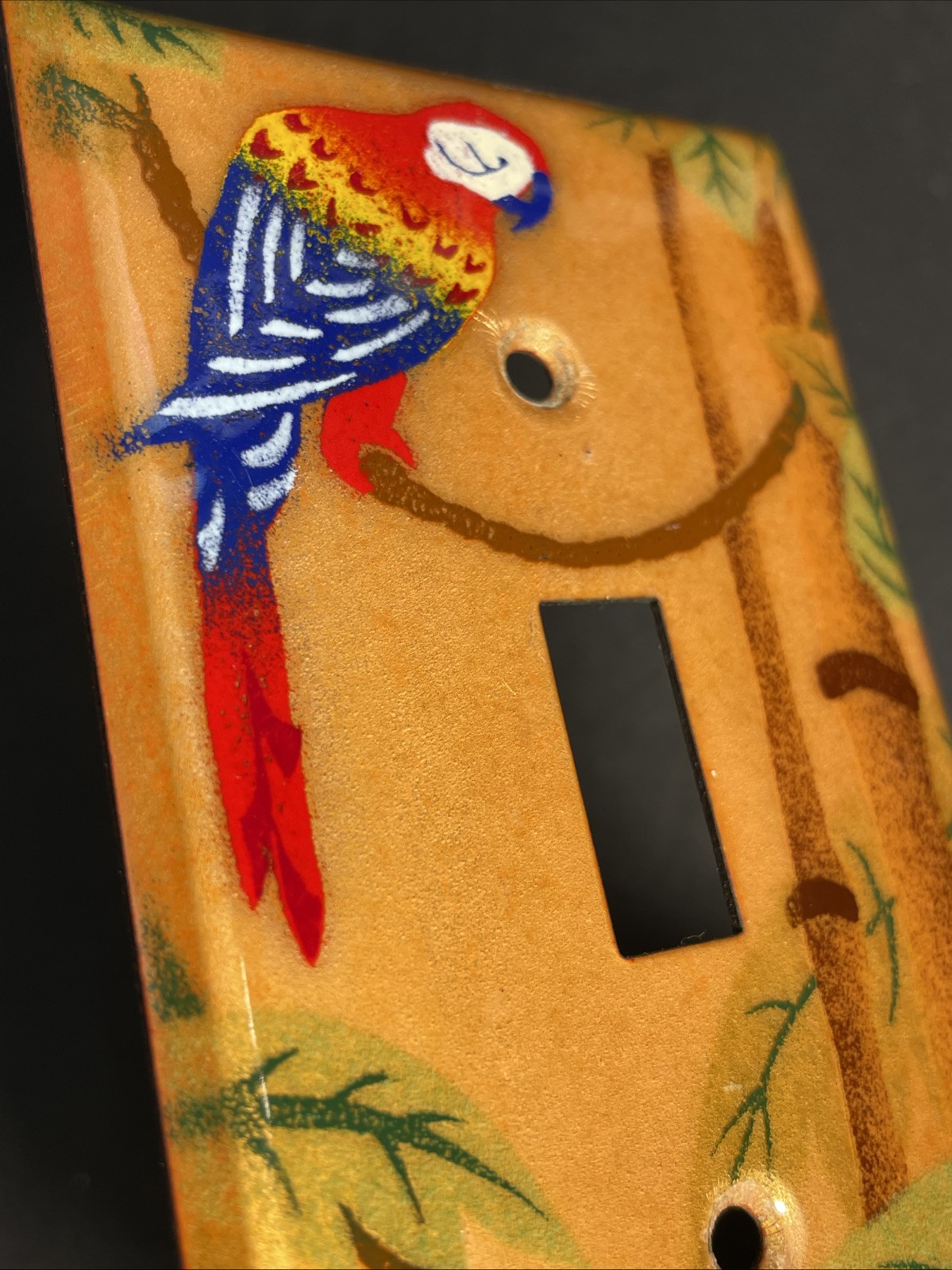 Parrot Bird Tropical Light Switch Plate Cover Limoges Limiteds Hand Painted CA