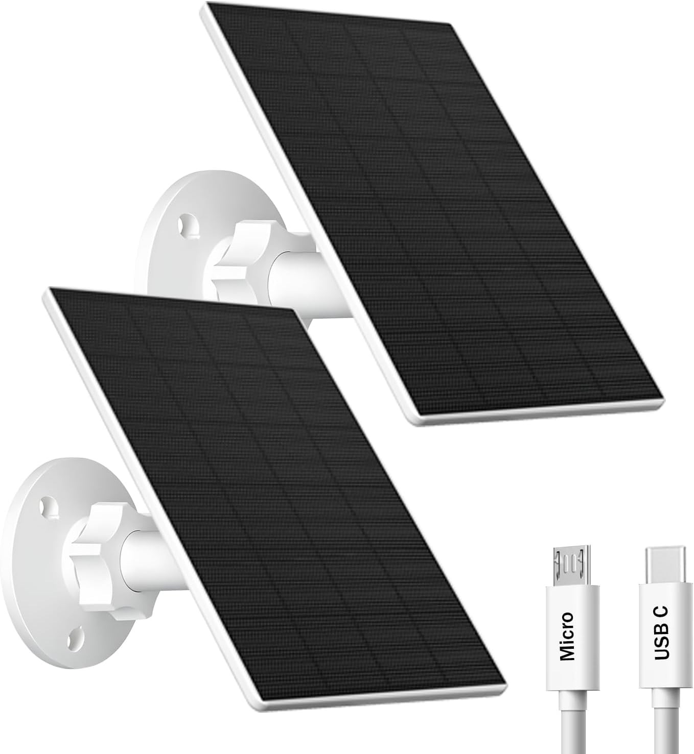 Solar Panel for Security Camera Outdoor USB/USB-C Charger with IP65 2 Pack NEW