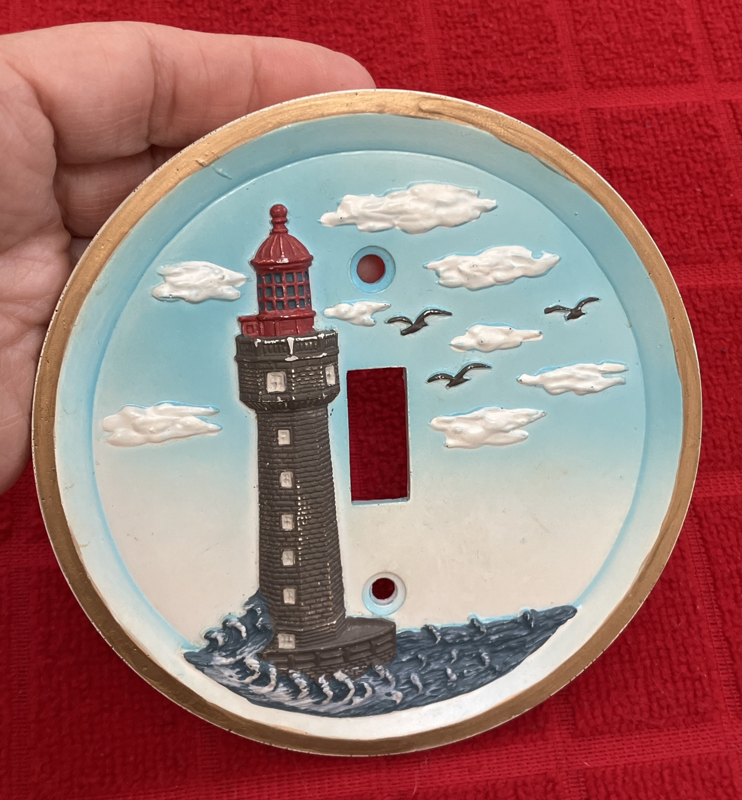 CERAMIC “LIGHTHOUSE” CIRCULAR SHAPED SWITCH PLATE COVER
