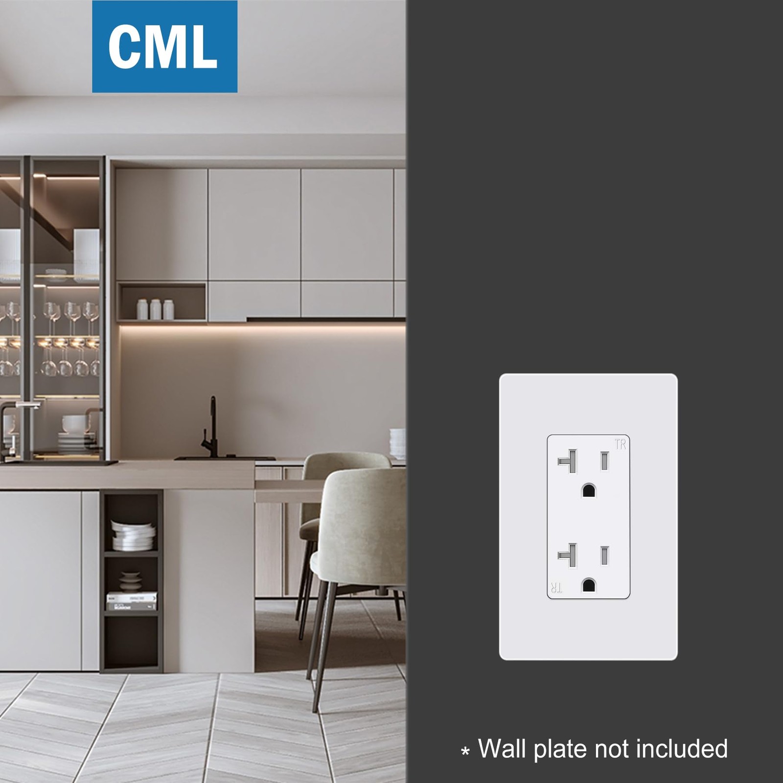CML 20 Amp Matte White Decorator Receptacle Outlet with Tamper Resistant (TR)…