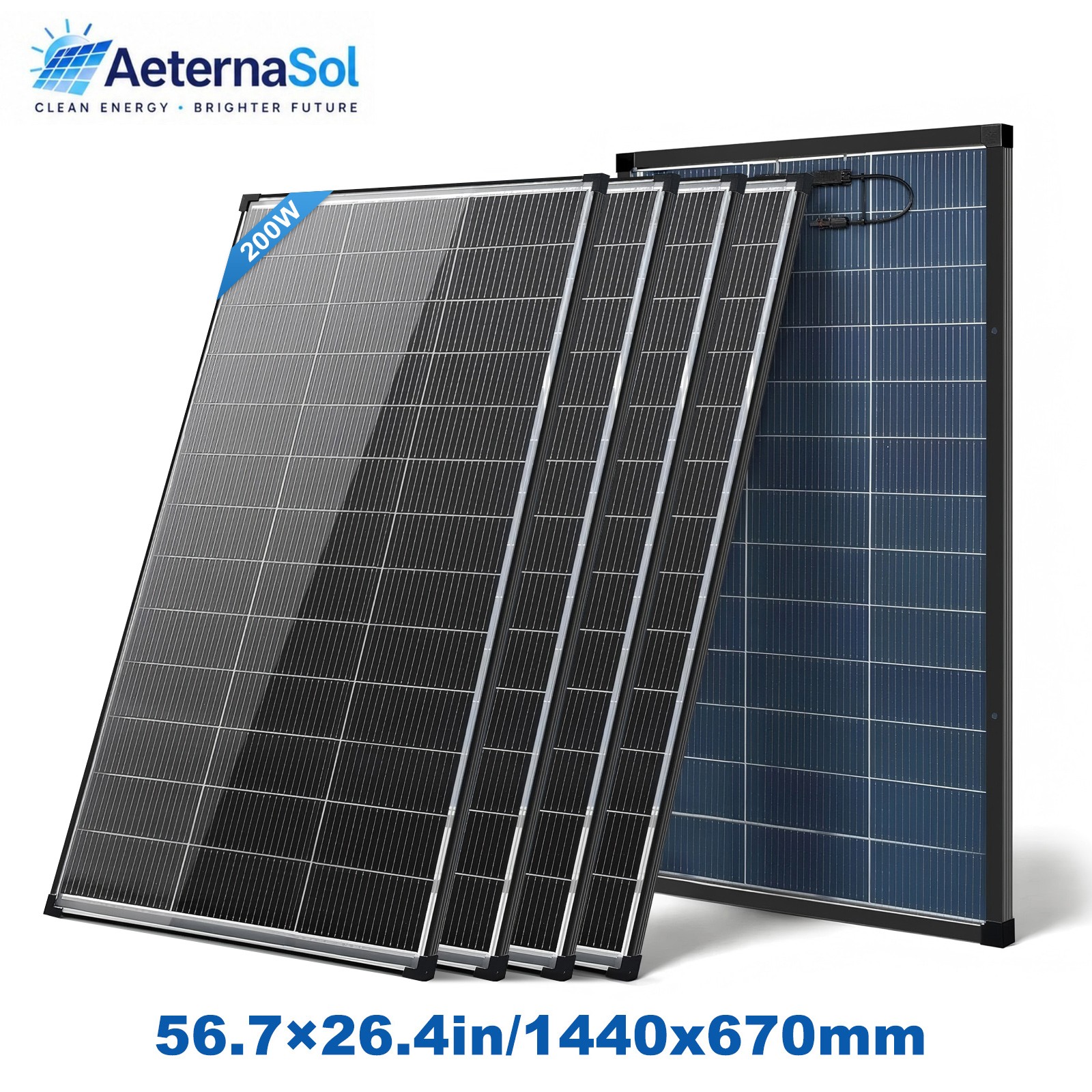 AeternaSol 4Pack 200W Solar Panel Bifacial N-Type Mono Home Roof RV US Off-Grid