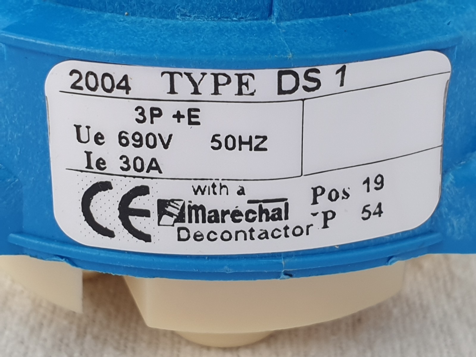 Marechal DS1 Appliance Inlet 3118193 690VAC 50Hz 30A 3P+E Blue Poly IP54 Unused