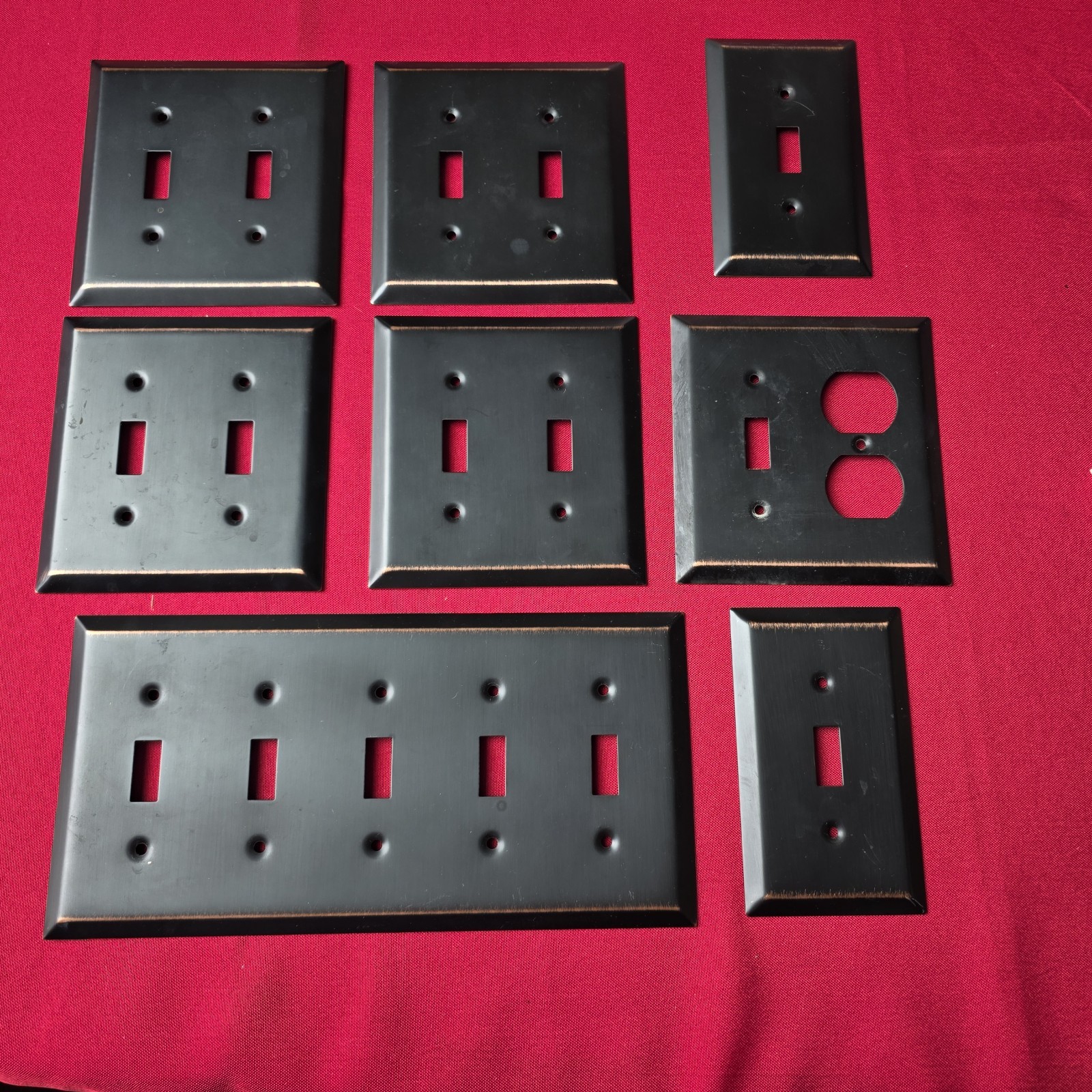 Black Brushed Metal Decora Decorator/Rocker 1-Gang 1-Port Wall Plate Lot of 8