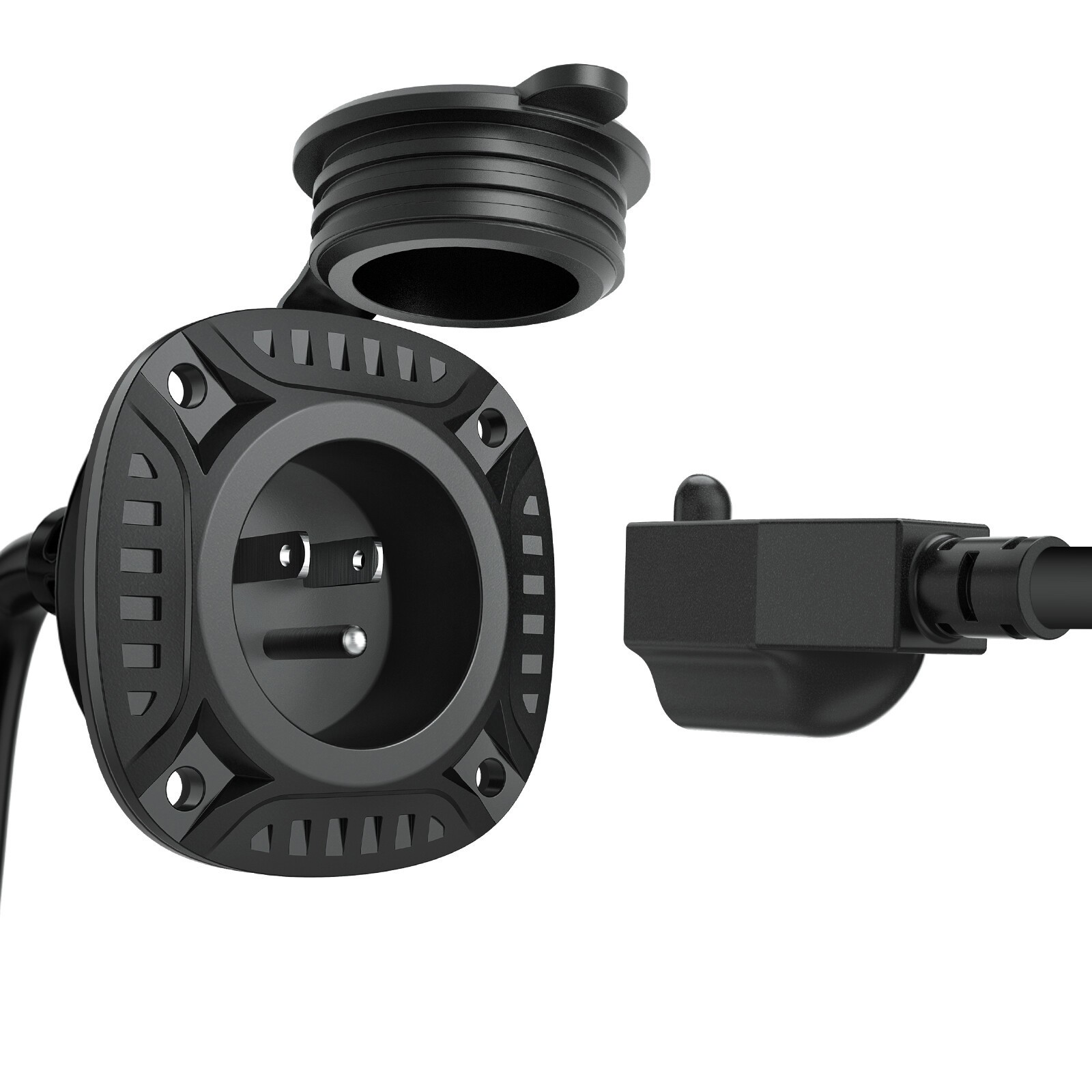 13AMP RV Power Flanged Inlet 125V AC Port Shore Power Receptacle Cord Plug USA