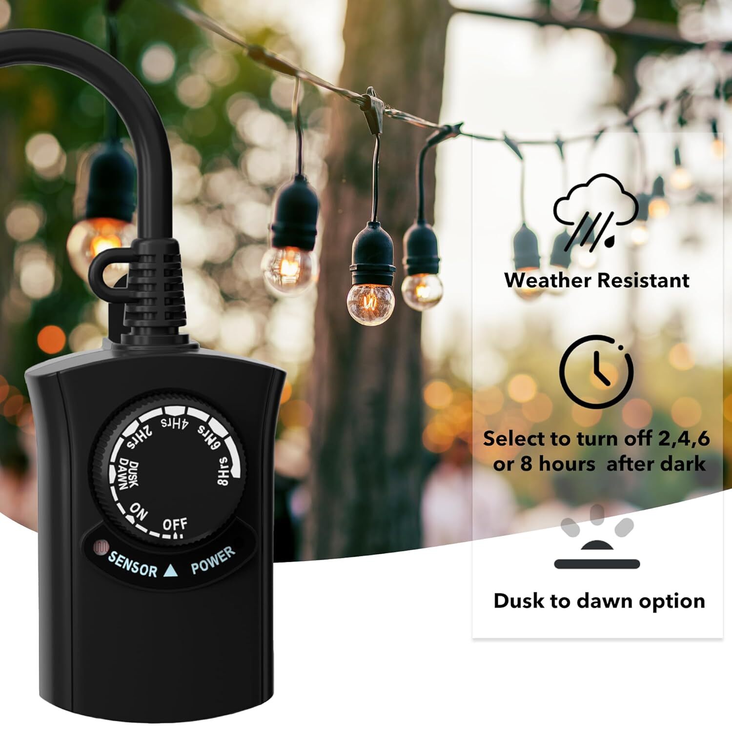 HBN Outdoor Light Timer Weatherproof Photocell Dusk to Dawn Light Sensor Timer