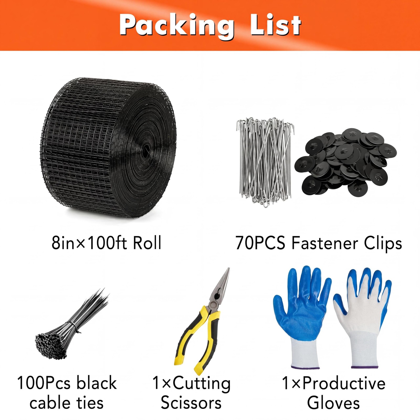 8in x 100ft Solar Panel Bird Guard ,Mesh Guard Critter Roll Kit 70pcs Tire Wires