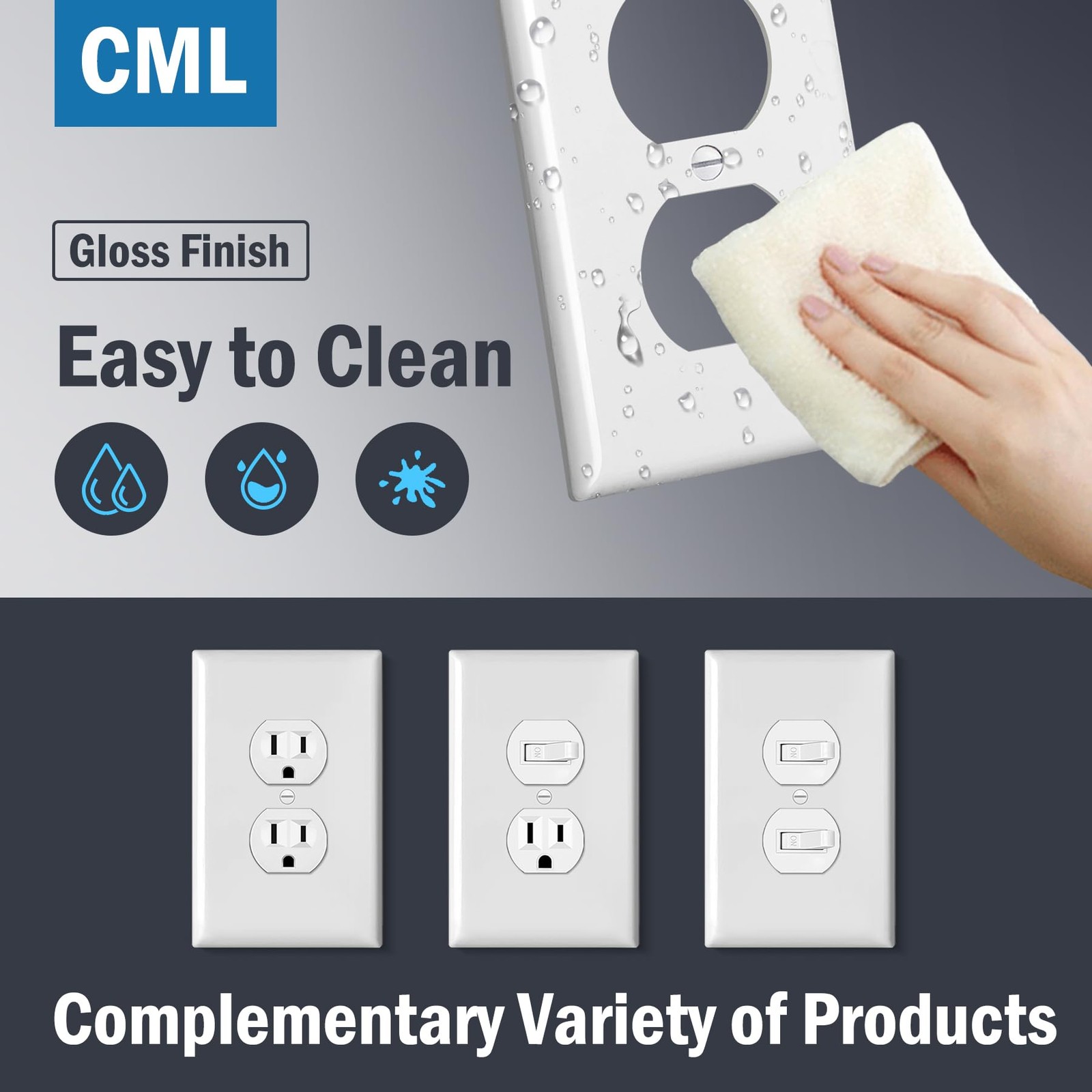 CML Oversized Duplex Outlet Covers, 6 Pack Jumbo Electrical Outlet Wall Plate…
