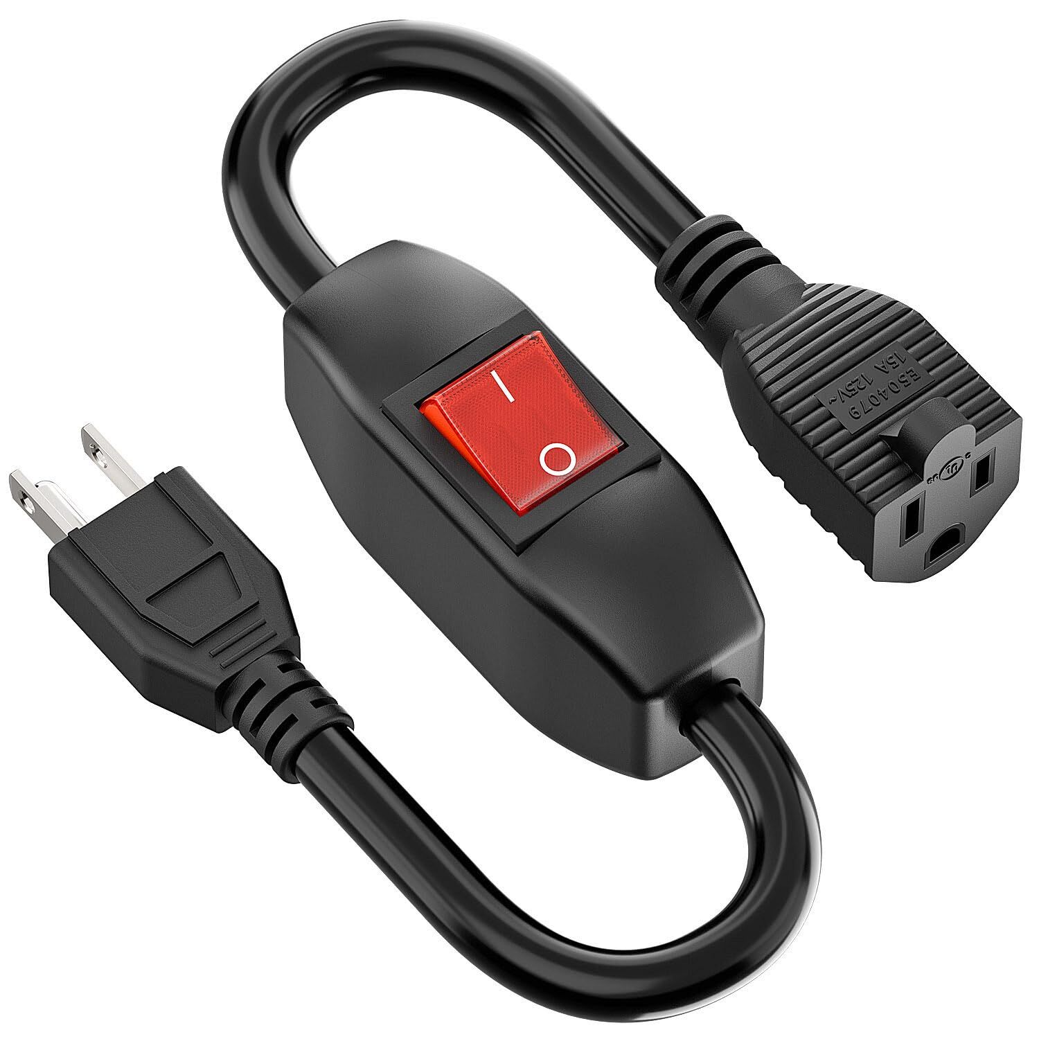 Inline On/Off Switch Extension Cord 3-Prong Household Switchable Power Cord H…