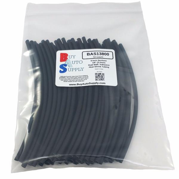 1/8″ 3:1 Adhesive Lined Dual Wall Heat Shrink Tubing Black & Red – 6″ Sections